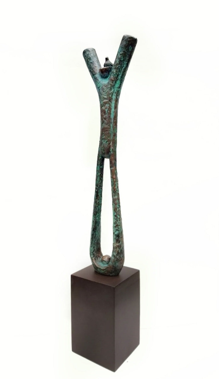 Target' figurative Bronze sculpture by artist Shiben Chattopadhyay, 21x5 inch, on bronze