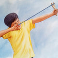 Target 2' figurative watercolor painting by artist Rahul Salve, 12x16 inch, on paper