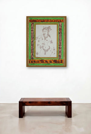 Tarunai (Whispers of the Soul: A Woman and Her Parrot) by artist Satish Chavhan displayed in a Modern Dining Room