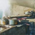 Tea Stall' still-life watercolor painting by artist Das Sujith, 22x30 inch, on paper