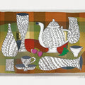 Still-life serigraphs painting titled 'Teateallation', 15x20 inches, by artist Jyoti Bhatt on Paper