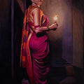 Tejogarbha' figurative oil painting by artist Mahesh Soundatte, 45x30 inch, on linen