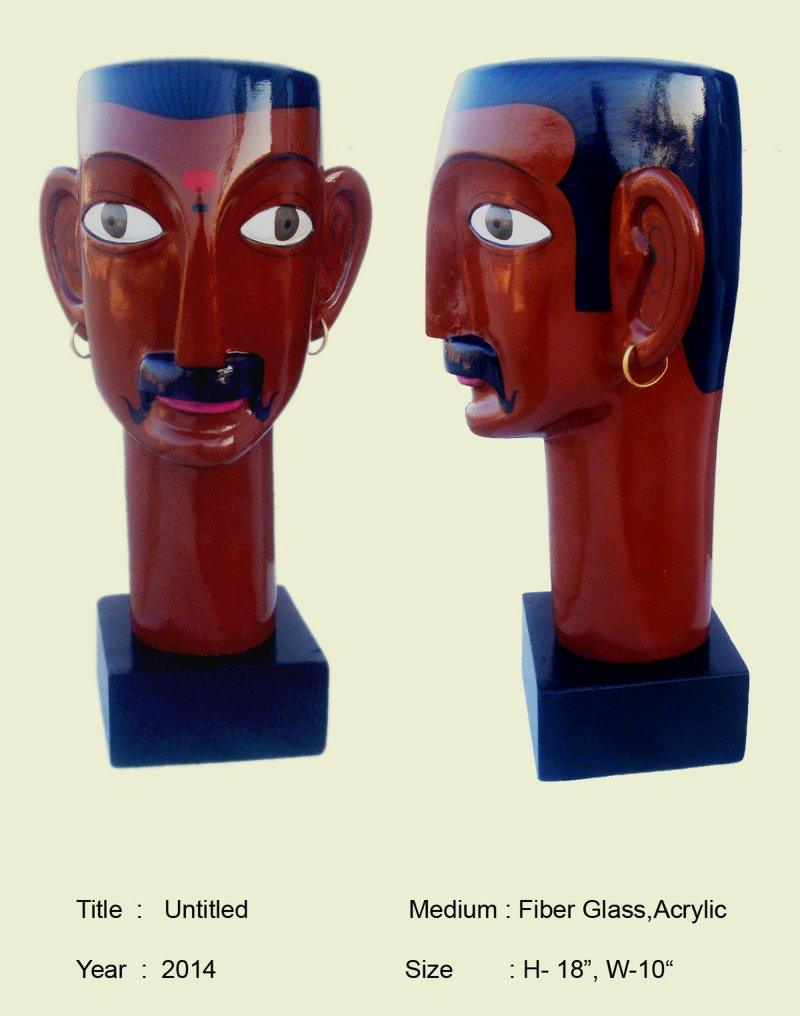 "Telangana Man" Brown Fiberglass Sculpture by Narsimlu Kandi