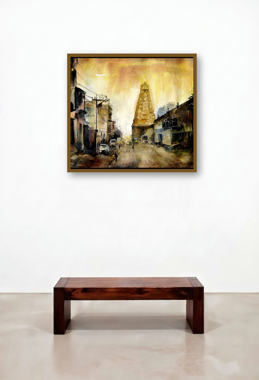 Temple 2 (Urban Sanctuary) by artist Srv Artist displayed in a Contemporary Foyer
