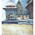 Landscape watercolor painting titled 'Temple At Wai', 20x14 inches, by artist Soven Roy on Paper