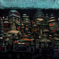 Cityscape printmaking titled 'Temple City Size 2', 20x20 inches, by artist Uma Shanker Shah on Paper