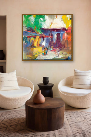 Temple Ii (Temple Vista) by artist Sikandar Mulla displayed in a Minimalist gallery