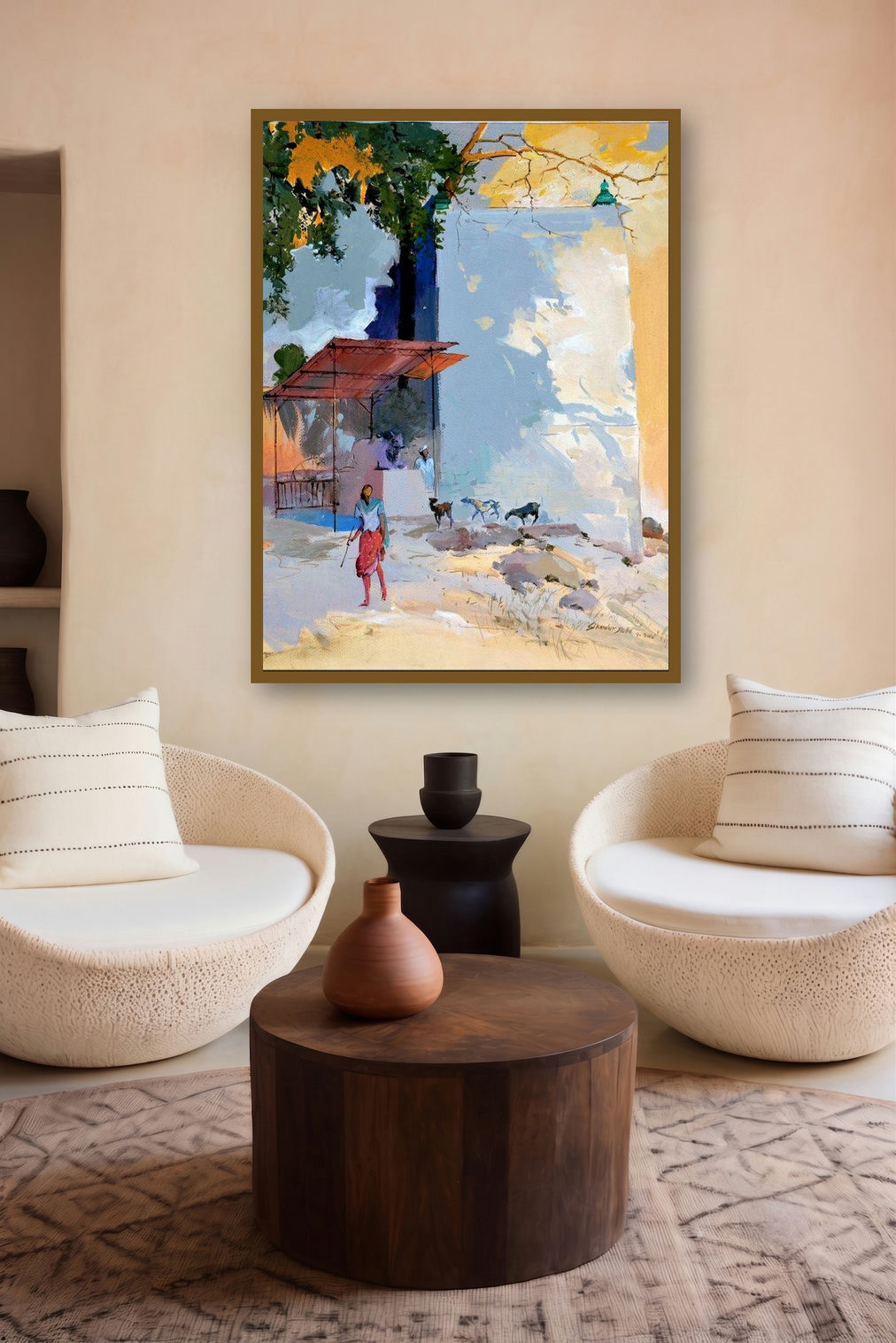 Temple Iv (Village Harmony) by artist Sikandar Mulla displayed in a Boutique gallery