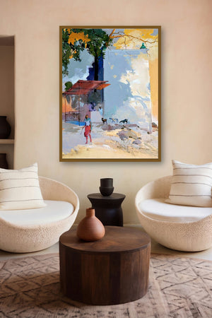 Temple Iv (Village Harmony) by artist Sikandar Mulla displayed in a Boutique gallery