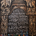 Temple Renovation 6' religious acrylic-charcoal painting by artist Gangu Naidu Pv, 36x24 inch, on canvas