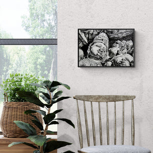 In-situ view of Srv Artist's 'Temple Sculptre (Whispers in Stone)' painting in a room