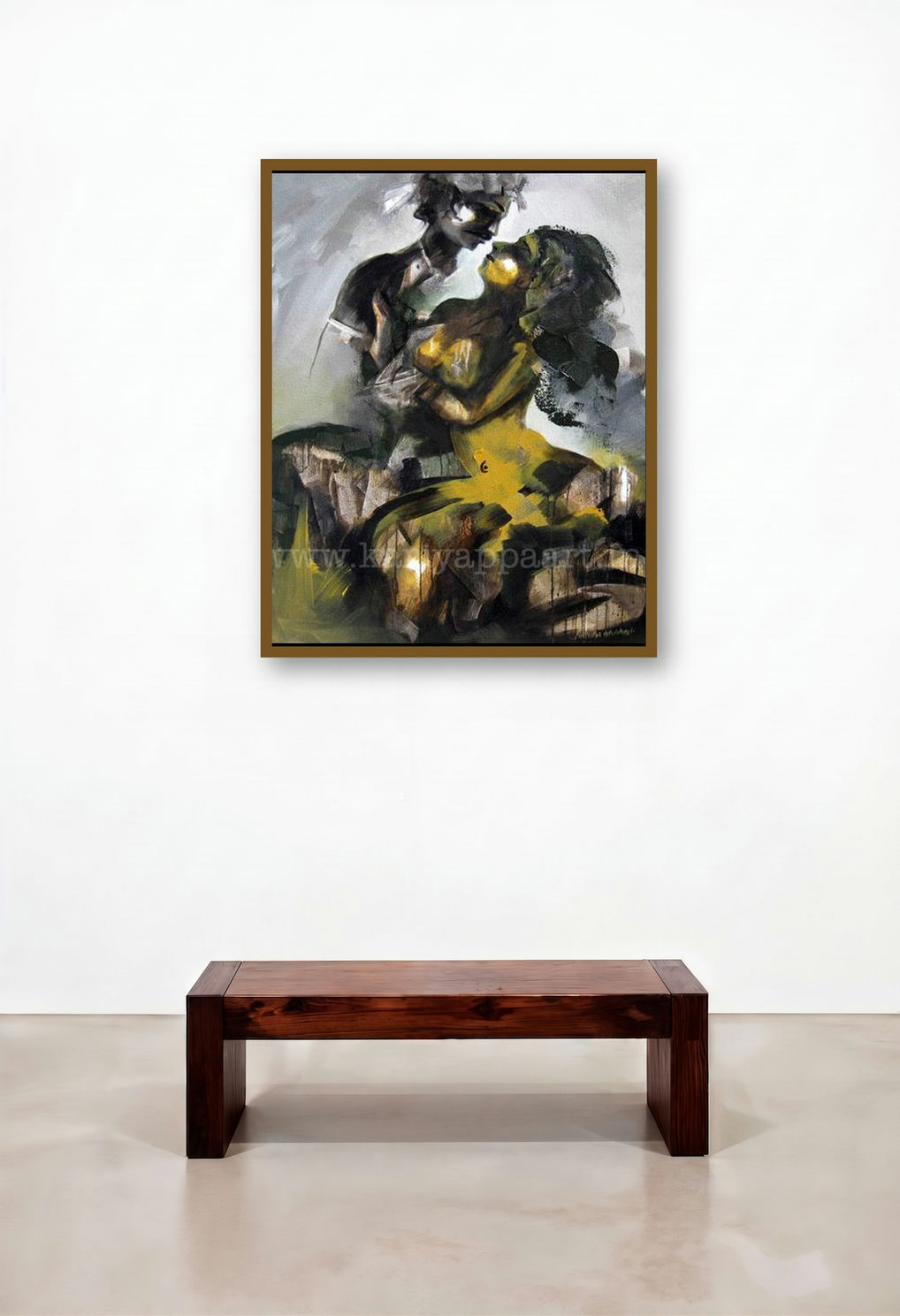 Temple Sculpture by artist Kariyappa Hanchinamani displayed in a Mid-Century Modern Study