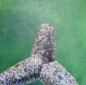 Tetrapods (Rock Formation) by Saurab Bhardwaj, Original Mixed Media Contemporary Painting on Canvas, Medium Square Wall Art