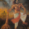 Textured Thoughts Duryodhan Smoldering' religious oil painting by artist Yamuna Bala, 36x24 inch, on linen