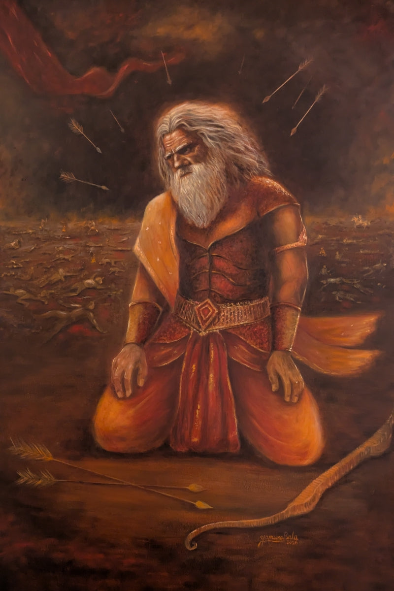 Textured Thoughts Guilt' religious oil painting by artist Yamuna Bala, 36x24 inch, on canvas