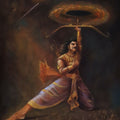 Textured Thoughts Resolve' religious oil painting by artist Yamuna Bala, 36x24 inch, on canvas
