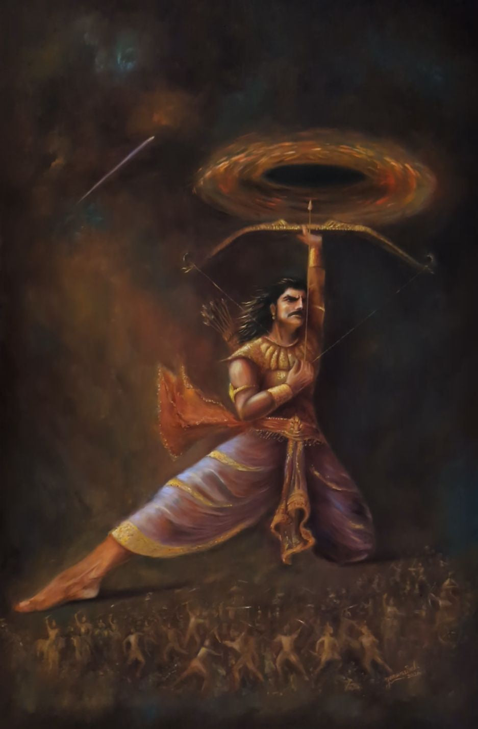 Textured Thoughts Resolve' religious oil painting by artist Yamuna Bala, 36x24 inch, on canvas