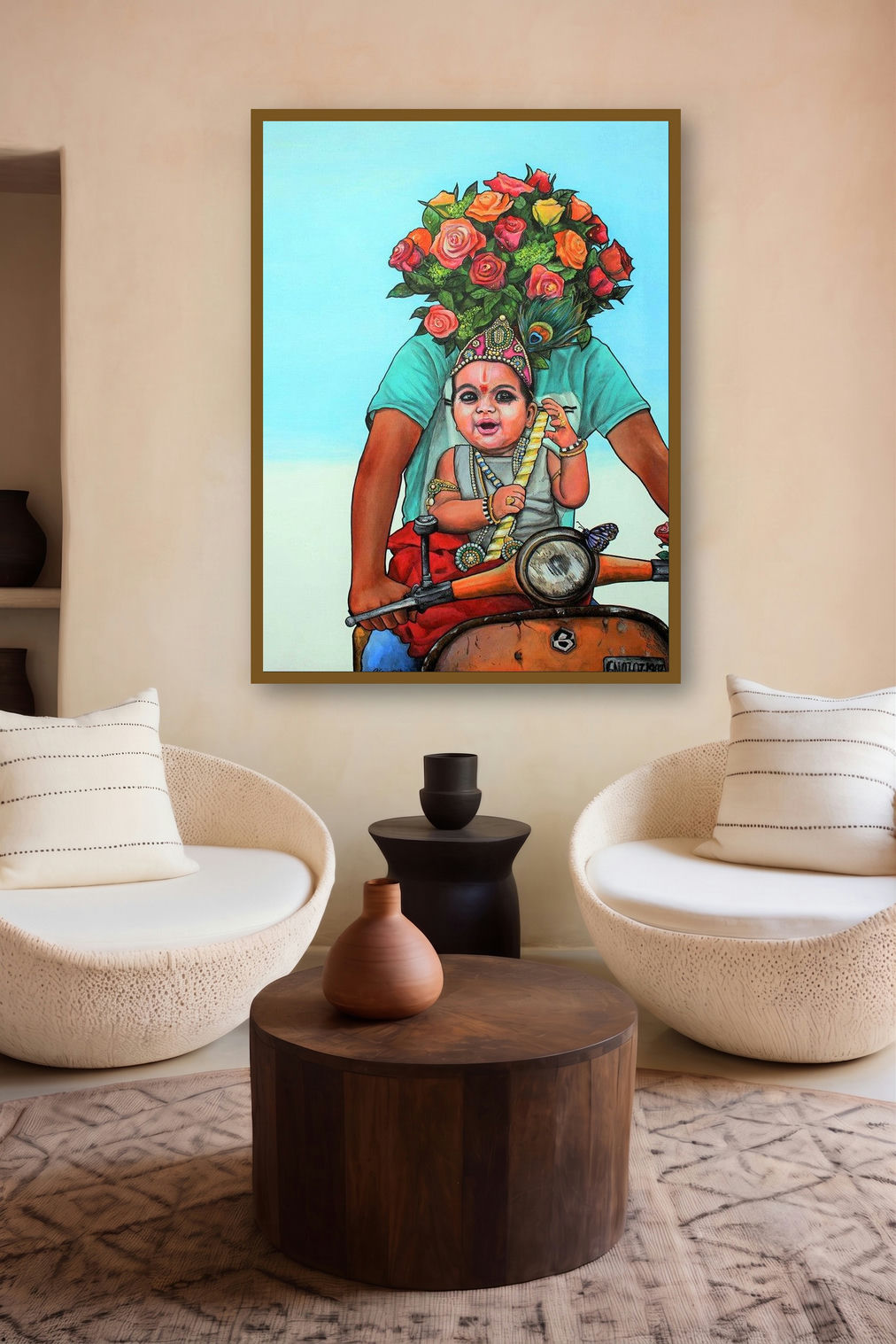 Thank You God 3 (Divine Rider) by artist Gangu Naidu Pv displayed in a Curated gallery