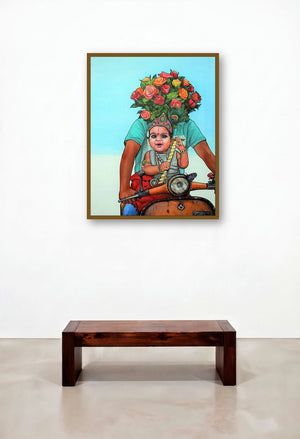 Thank You God 3 (Divine Rider) by artist Gangu Naidu Pv displayed in a Transitional Family Room