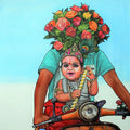 Religious acrylic painting titled 'Thank You God 3', 44x36 inches, by artist Gangu Naidu Pv on Canvas