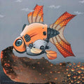 Animals acrylic painting titled 'The Birth Of Fish From Mechanical Fish', 36x36 inches, by artist Bikash Mohanta on Canvas