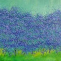 Nature oil painting titled 'The Blue Heaven', 36x72 inches, by artist Pardeep Singh on Canvas