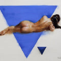 Nude dry pastel painting titled 'The Blue One', 11x15 inches, by artist Mukta Avachat on Paper