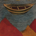 Landscape watercolor painting titled 'The Boat And 3 Mountains', 9x11 inches, by artist Badri Narayan on Paper