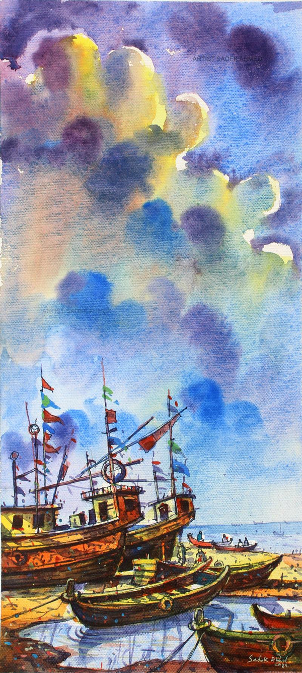 The Boats 1 Painting by Sadek Ahmed | ArtZolo.com
