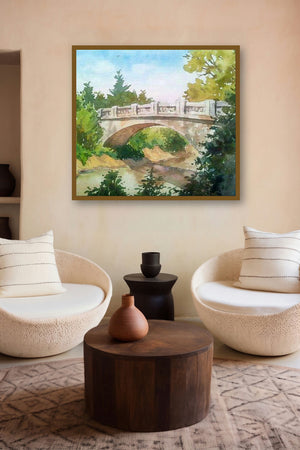 The Bridge (A Passage to Tranquility) by artist Gaurishankar Behera displayed in a Indian Art gallery