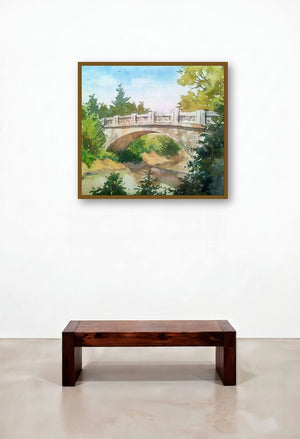 The Bridge (A Passage to Tranquility) by artist Gaurishankar Behera displayed in a Rustic Hallway