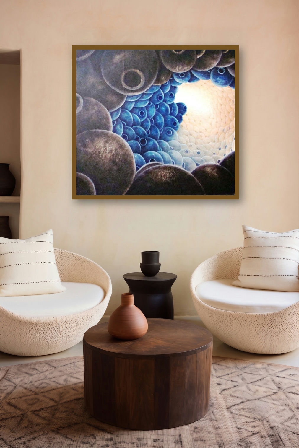 The Cave (Emergence) by artist Ranchhor Meghwal displayed in a Indian Art gallery