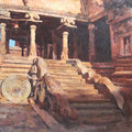 Religious acrylic painting titled 'The Chola Chariot', 16x26 inches, by artist Ajay Sangve on Canvas