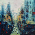 Cityscape oil painting titled 'The City Of Joy 2', 36x42 inches, by artist Purnendu Mandal on Canvas