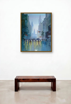 The Confusing Red Light by artist Gulshan Achari displayed in a Contemporary Luxury Living Room