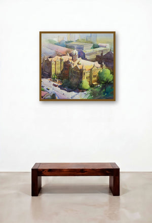 The Crown In Glory by artist Gulshan Achari displayed in a Art Deco Living Room