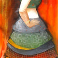 Figurative acrylic painting titled 'The Dancing Girl', 44x15 inches, by artist Kamal Devnath on Canvas