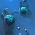 Figurative acrylic oil painting titled 'The Different Planets', 60x47 inches, by artist Gopal Chowdhury on Canvas
