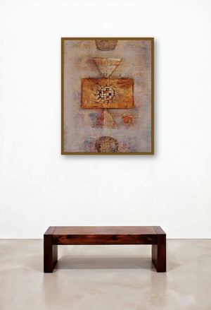The Divine Abstract by artist Ramesh Thorat displayed in a Minimalist Family Room