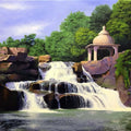 Nature acrylic painting titled 'The Divine Flow', 24x30 inches, by artist Nitin Kitukale on Canvas