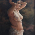 Nude oil painting titled 'The Drenched Girl', 39x28 inches, by artist Shyam Verma on Canvas