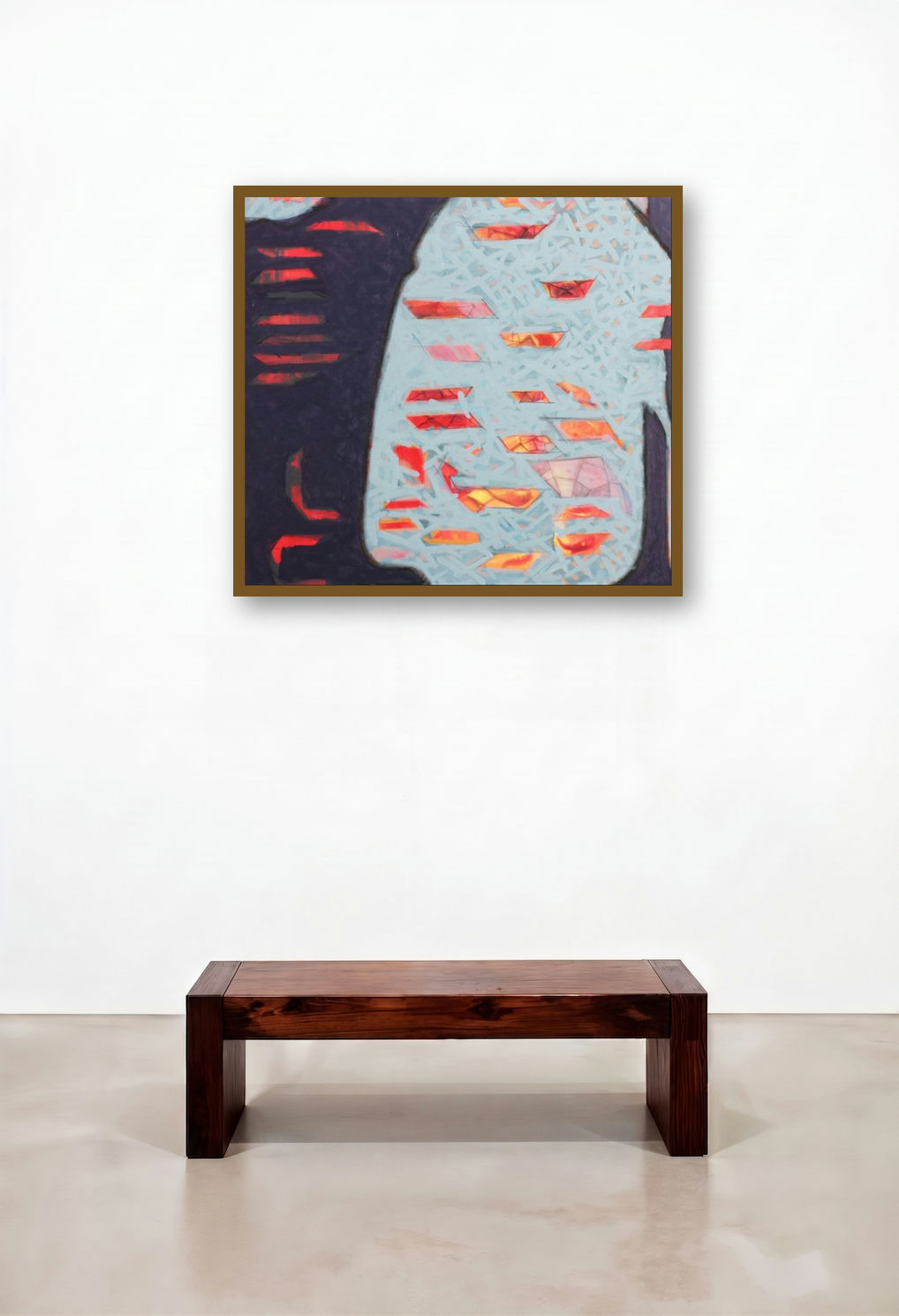 The Edge (Abstract painting) by artist Kishor Gaonkar displayed in a Contemporary Home Office