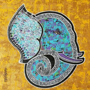 Animals acrylic painting titled 'The Elephant', 12x12 inches, by artist Pratiksha Channekar on Canvas