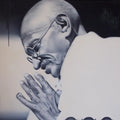 Figurative oil painting titled 'The Father Of Nation', 48x36 inches, by artist Abid Shaikh on Canvas