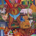 Figurative oil painting titled 'The Fatty Land', 48x36 inches, by artist Rejeesh Sarovar on Canvas