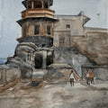 Cityscape watercolor painting titled 'The Fort', 12x8 inches, by artist Prasad Thite on Handmade Paper