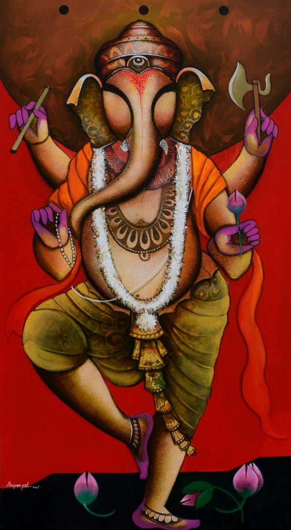 The God Of Wisdom 5 Painting by Anupam Pal | ArtZolo.com