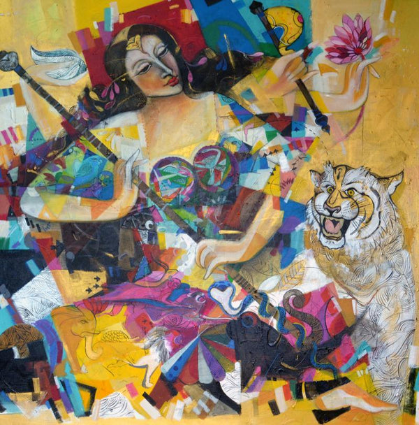 The Goddess Painting by Madan Lal | ArtZolo.com