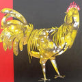 Figurative acrylic painting titled 'The Golden Hen', 24x24 inches, by artist Abhiram Bairu on Canvas
