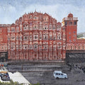 Cityscape acrylic painting titled 'The Hawa Maha Jaipur', 18x24 inches, by artist Ranabir Saha on Canvas